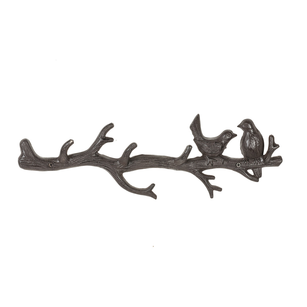 Picture of Abbott Collection AB-27-IRONAGE-195 17 in. Birds on a Branch Wall Hook&#44; Dark Brown