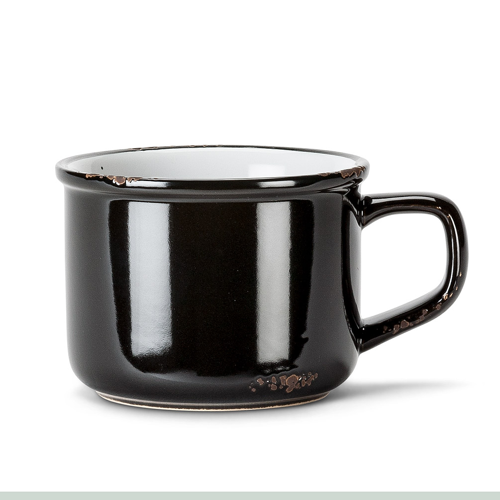 Picture of Abbott Collection AB-27-ENAMEL-CAP-BLK 2.5 in. Enamel Look Cappuccino Mug&#44; Black