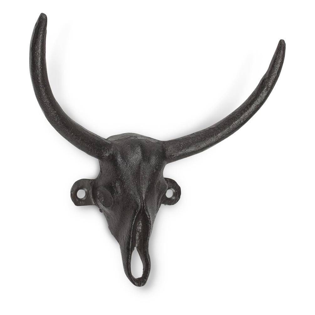 Picture of Abbott Collection AB-27-IRONAGE-213 6 in. Bull Skull Wall Wall Hook&#44; Dark Brown