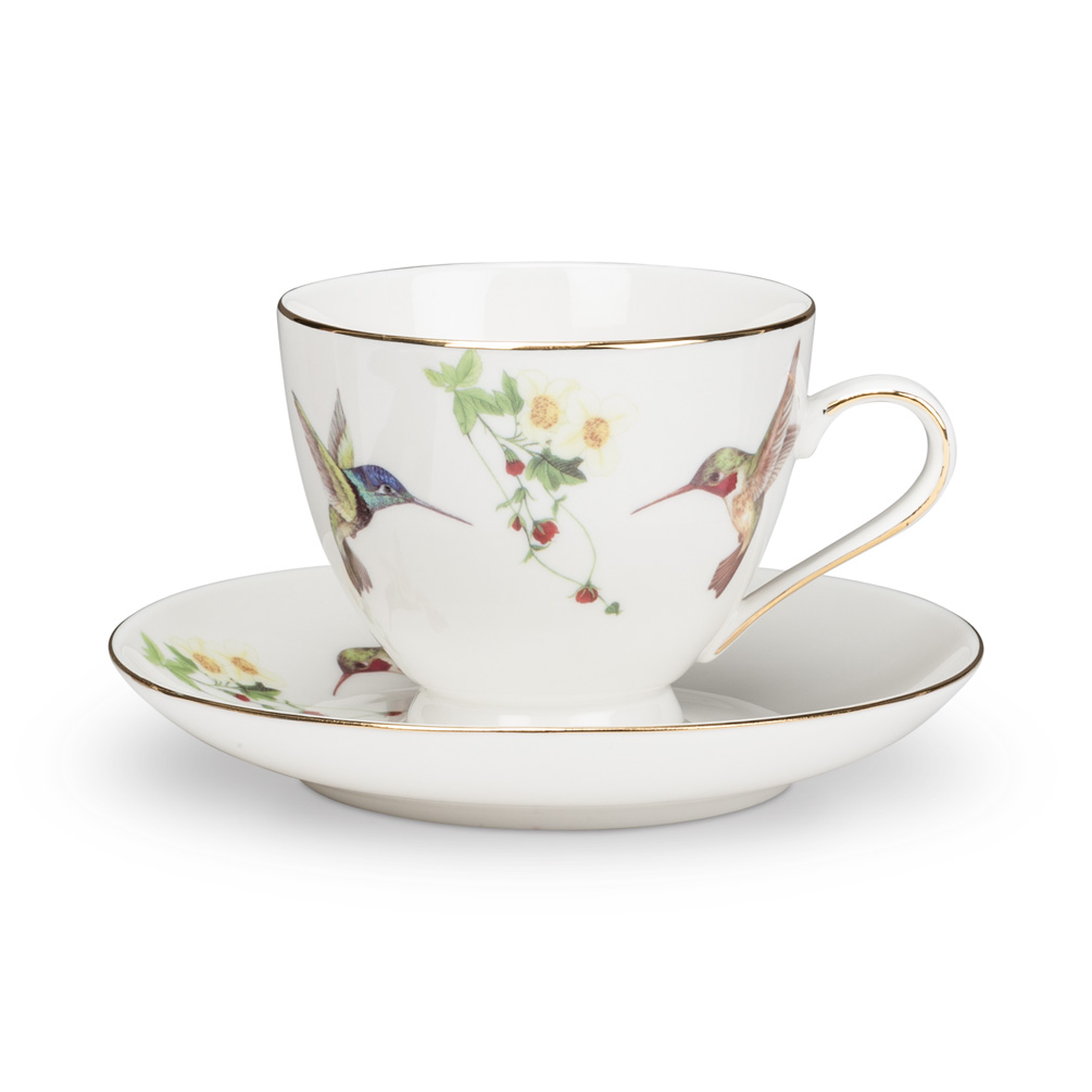 Picture of Abbott Collection AB-27-AMBROSIA-CS 2.5 in. Hummingbird Cup & Saucer&#44; White