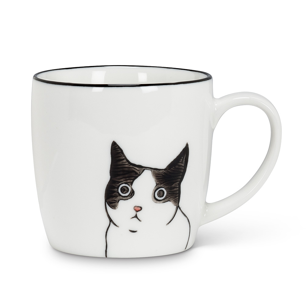 Picture of Abbott Collection AB-27-FELIX 3 in. Peering Cat Mug&#44; White & Black