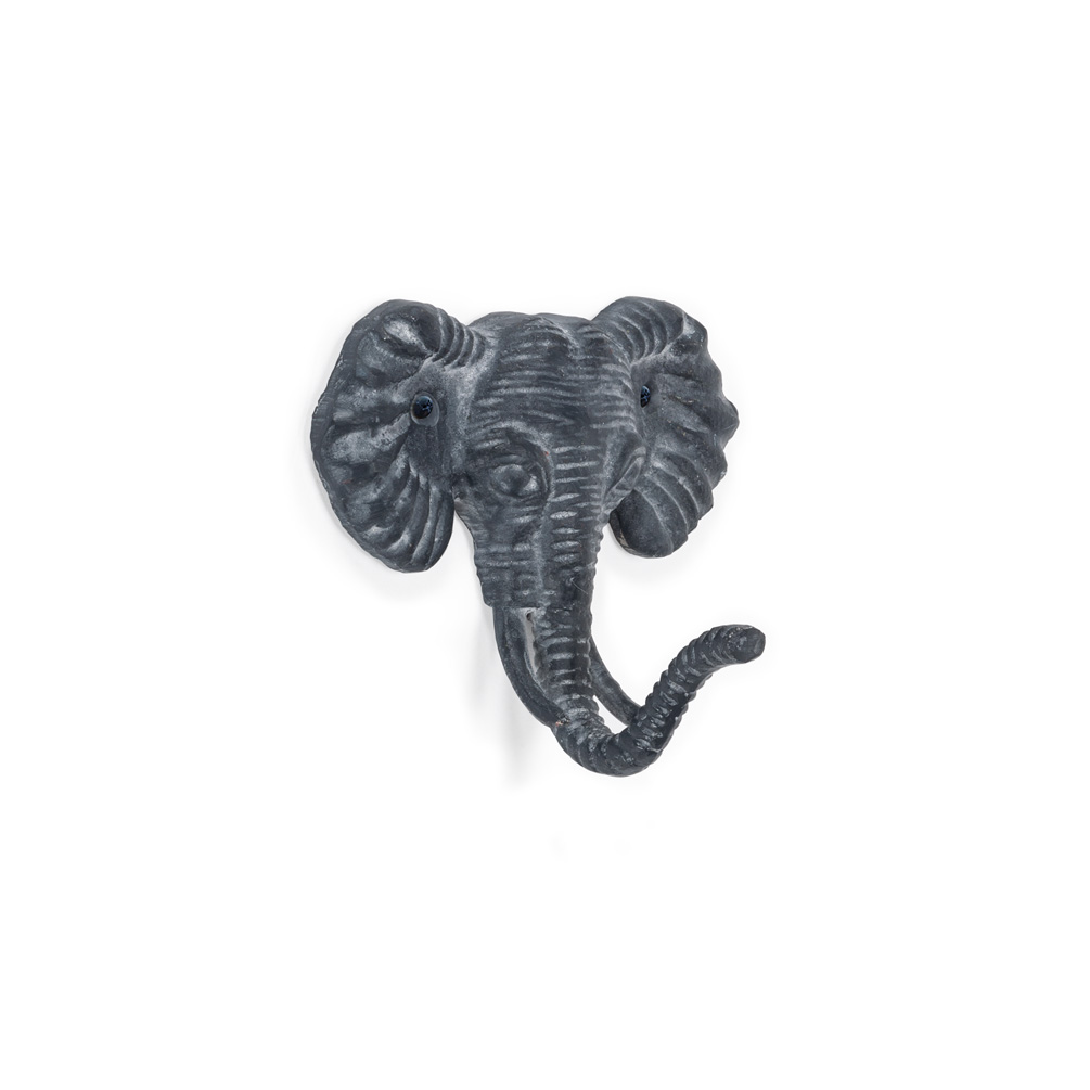 Picture of Abbott Collection AB-27-IRONAGE-277 4.5 in. Elephant Head Wall Hook&#44; Antique Grey