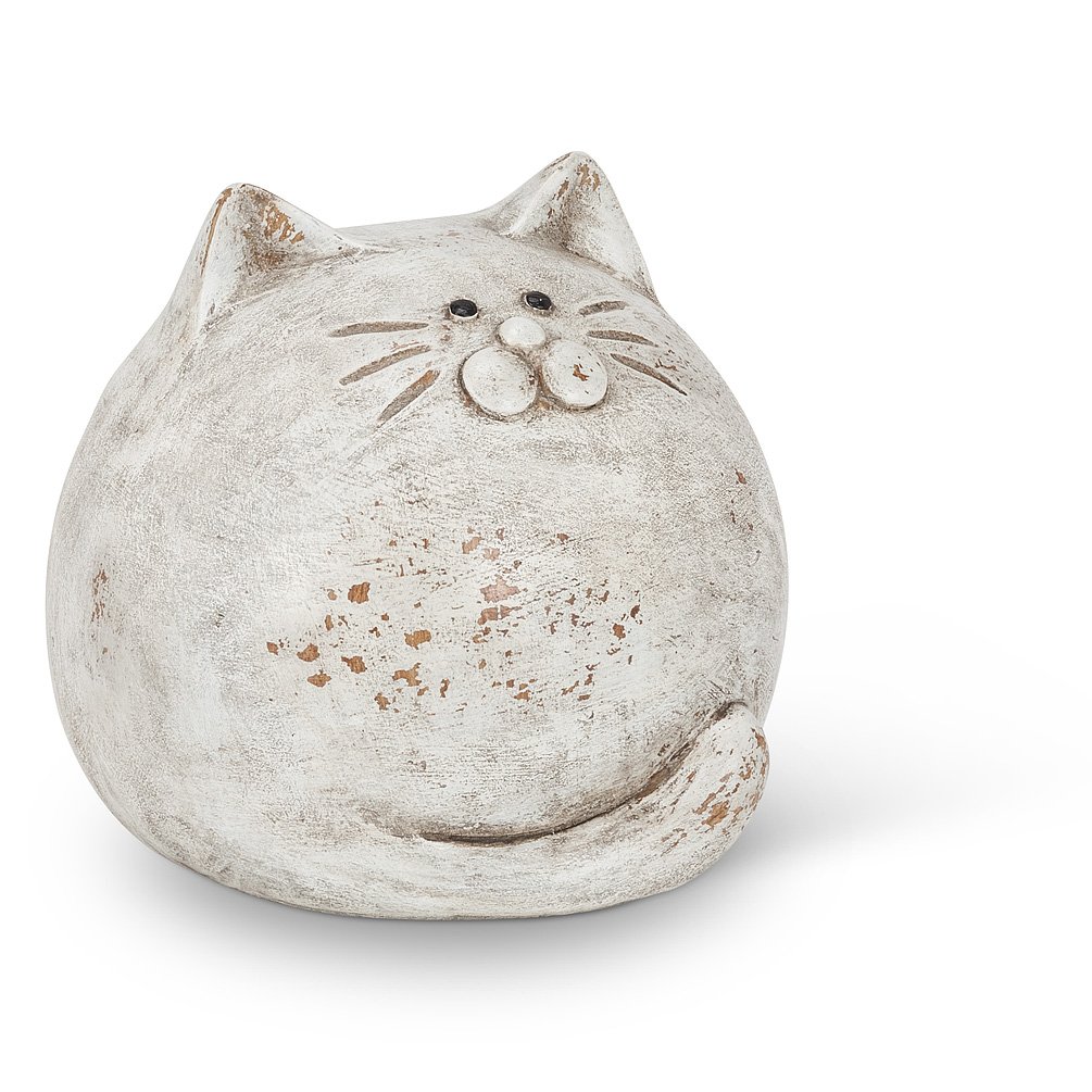Picture of Abbott Collection AB-27-BW-060-WHT 4.5 in. Resin Ball Cat, Antique White