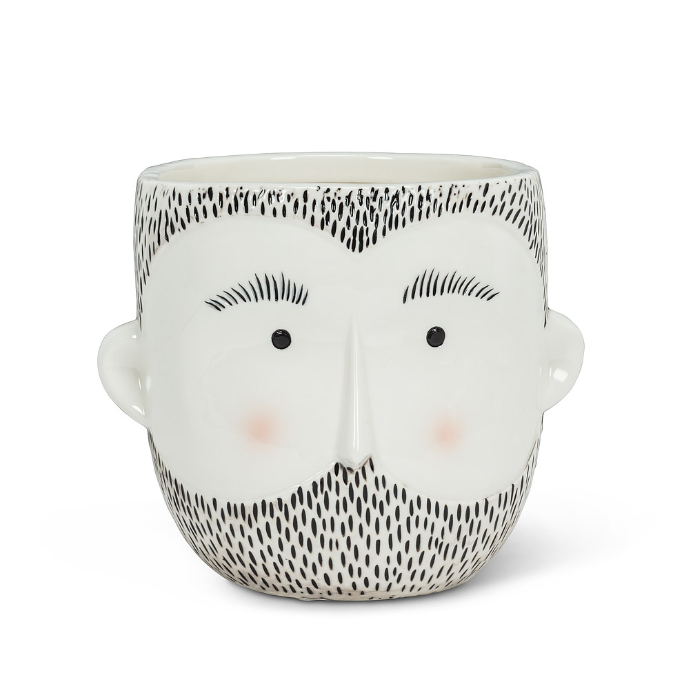 6.5 in. Bearded Man Planter, White