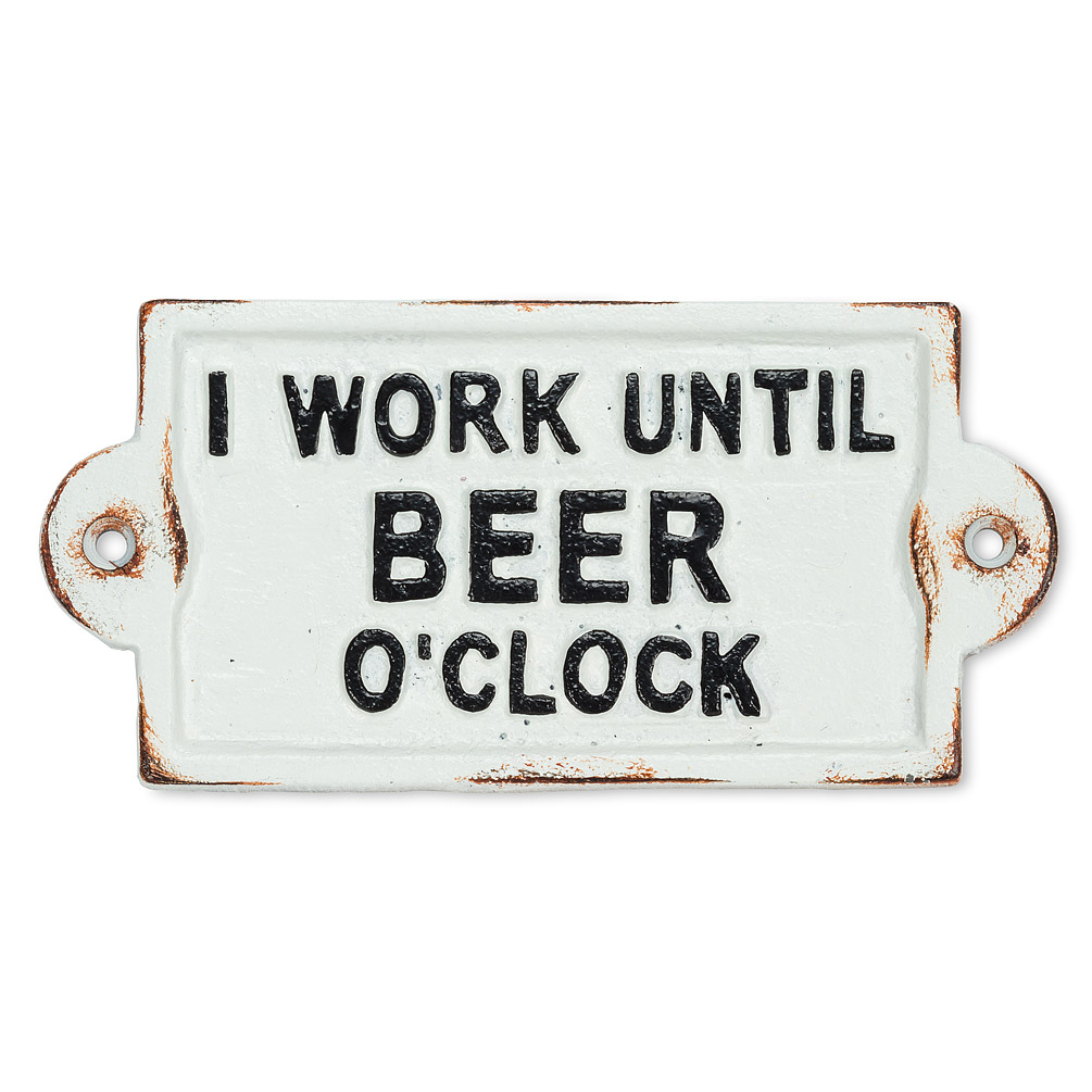 Picture of Abbott Collection AB-27-FORGE-498 3 x 7 in. Beer O Clock Sign&#44; Antique White