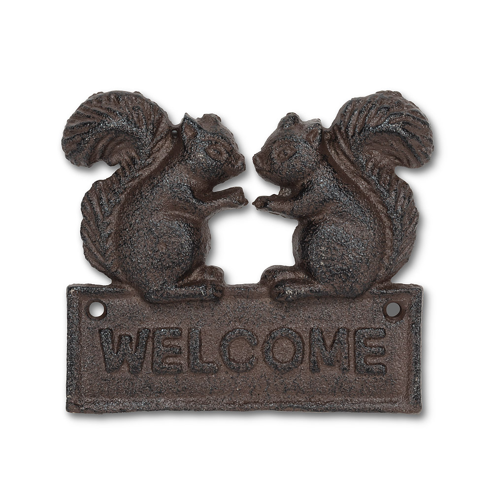 Picture of Abbott Collection AB-27-FOUNDRY-0434 5 in. Squirrel Welcome Sign&#44; Black & Brown