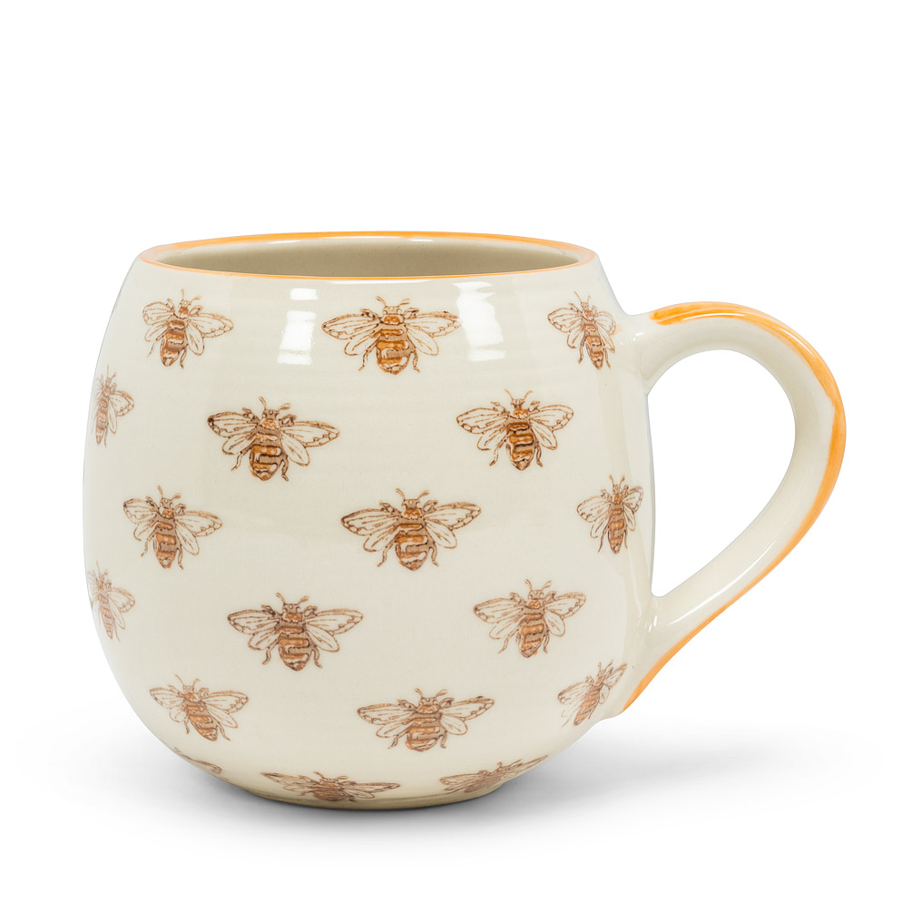 Picture of Abbott Collection AB-27-BALLON-BEE 5 in. Allover Bee Ball Mug&#44; Ivory & Yellow