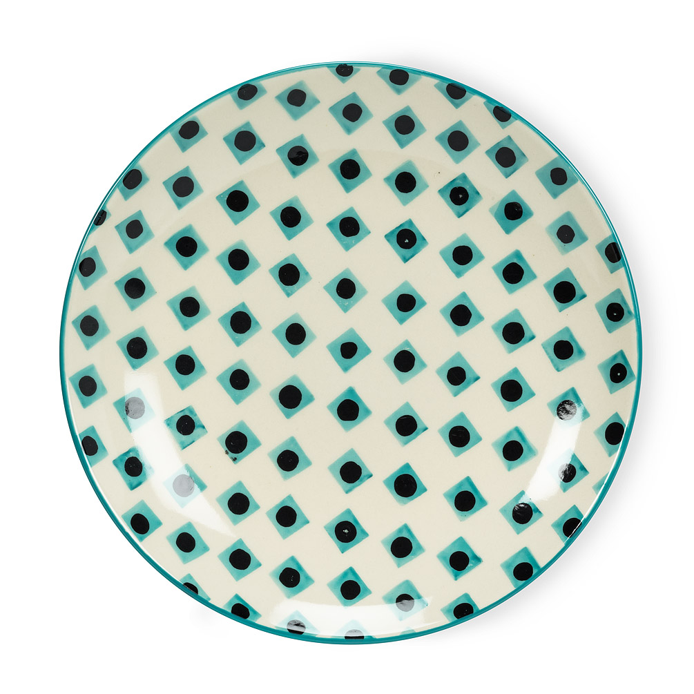 Picture of Abbott Collection AB-27-MOMA-401-CKPL 8 in. Dots & Plate&#44; Ivory & Aqua - Small