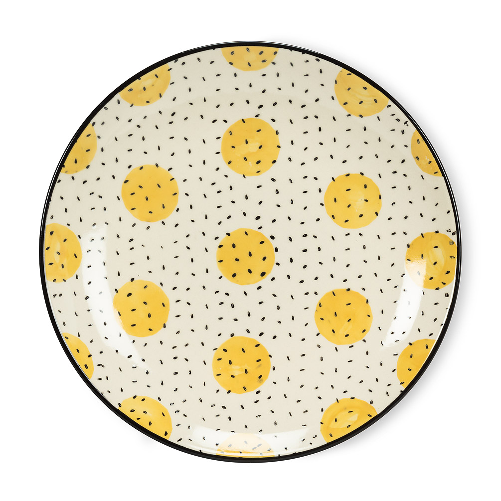 Picture of Abbott Collection AB-27-MOMA-229-CKPL 8 in. Stoneware Circles Plate&#44; Ivory & Yellow - Small