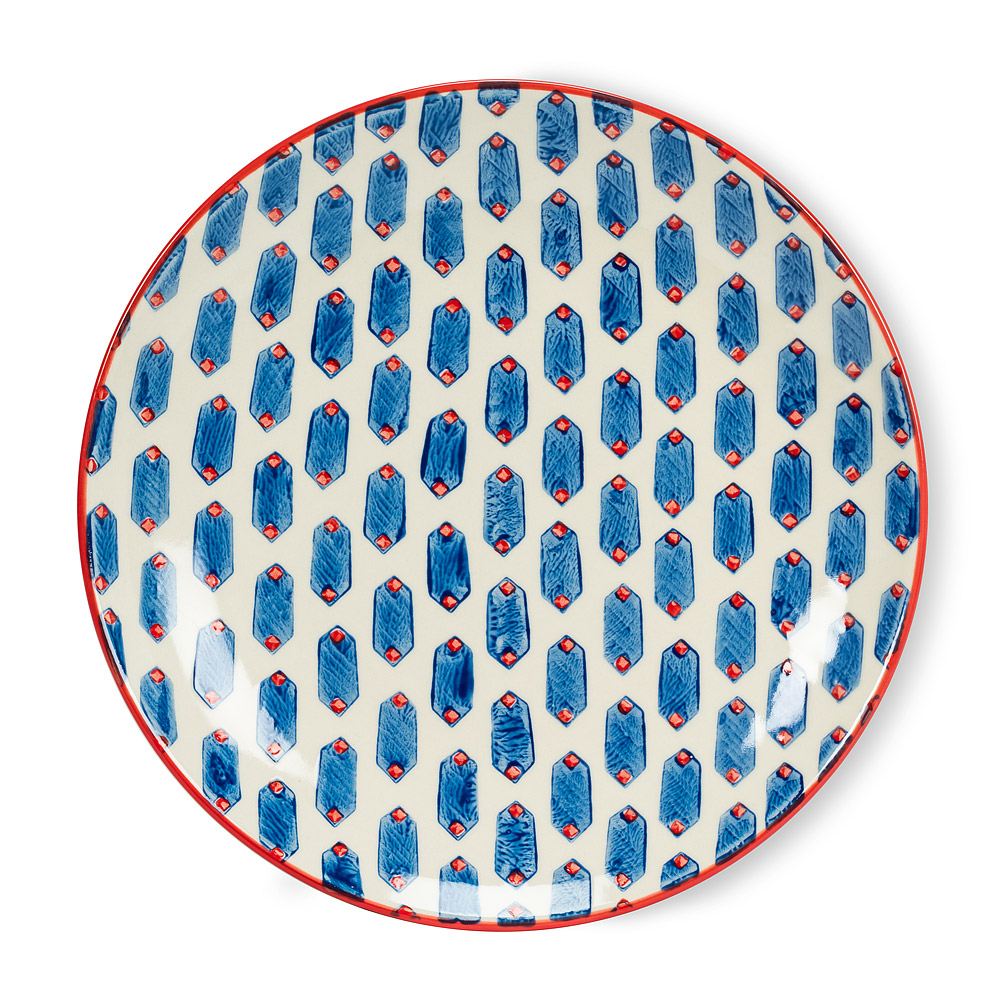 Picture of Abbott Collection AB-27-MOMA-334-CKPL 8 in. Stoneware Hexagons Plate&#44; Ivory & Blue - Small
