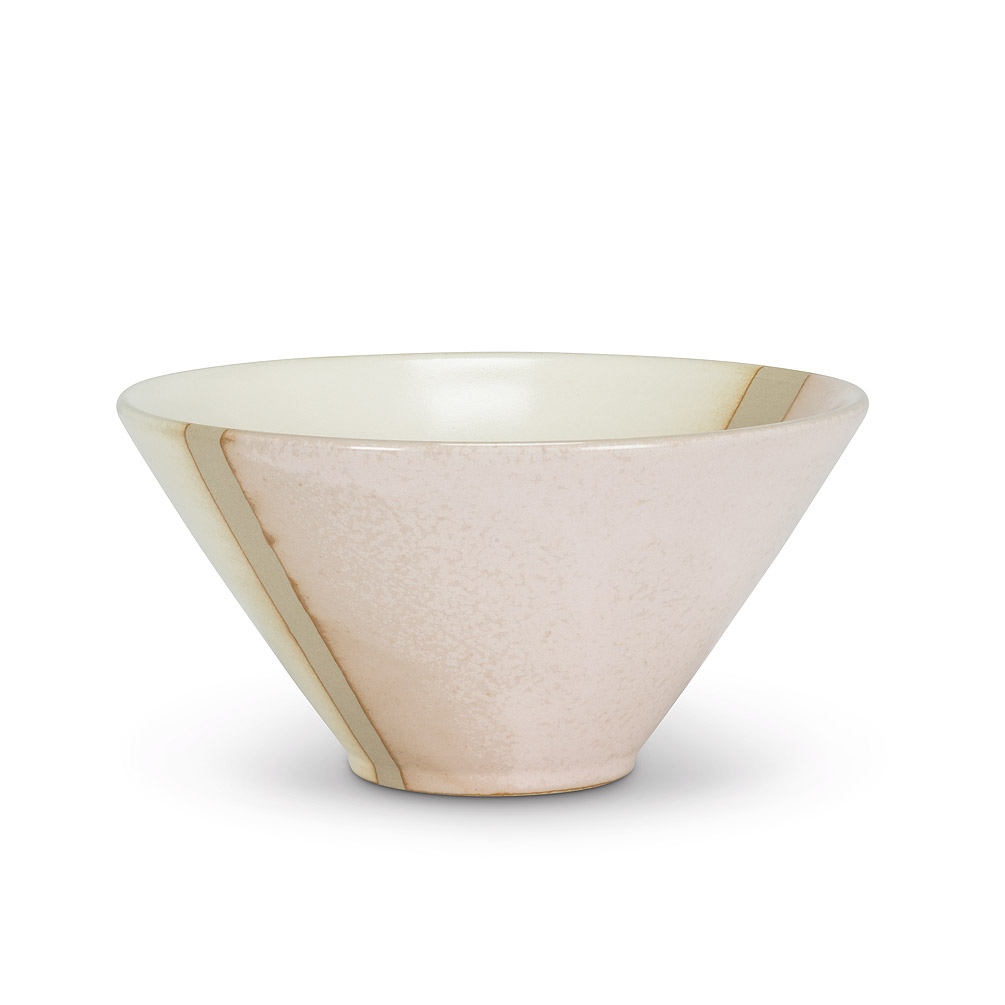 Picture of Abbott Collection AB-27-POTTERY-NAPPY 6 in. Rustic Style Bowl&#44; Pink & Ivory - Small