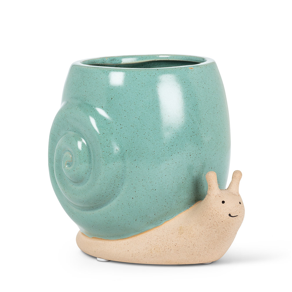 5 in. Tall Snail Planter, Turquoise