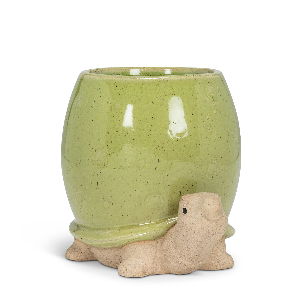 5 in. Tall Turtle Planter, Green