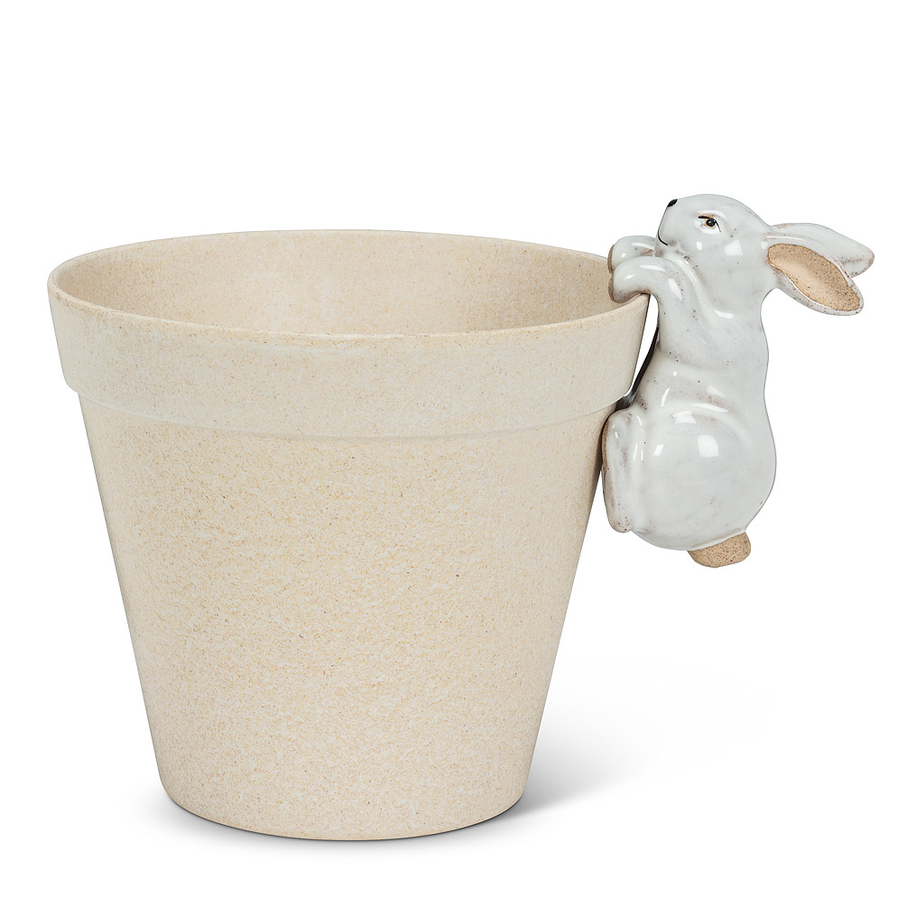 Picture of Abbott Collection AB-27-CRITTER-183 3.5 in. Climbing Bunny Pot Hanger&#44; White