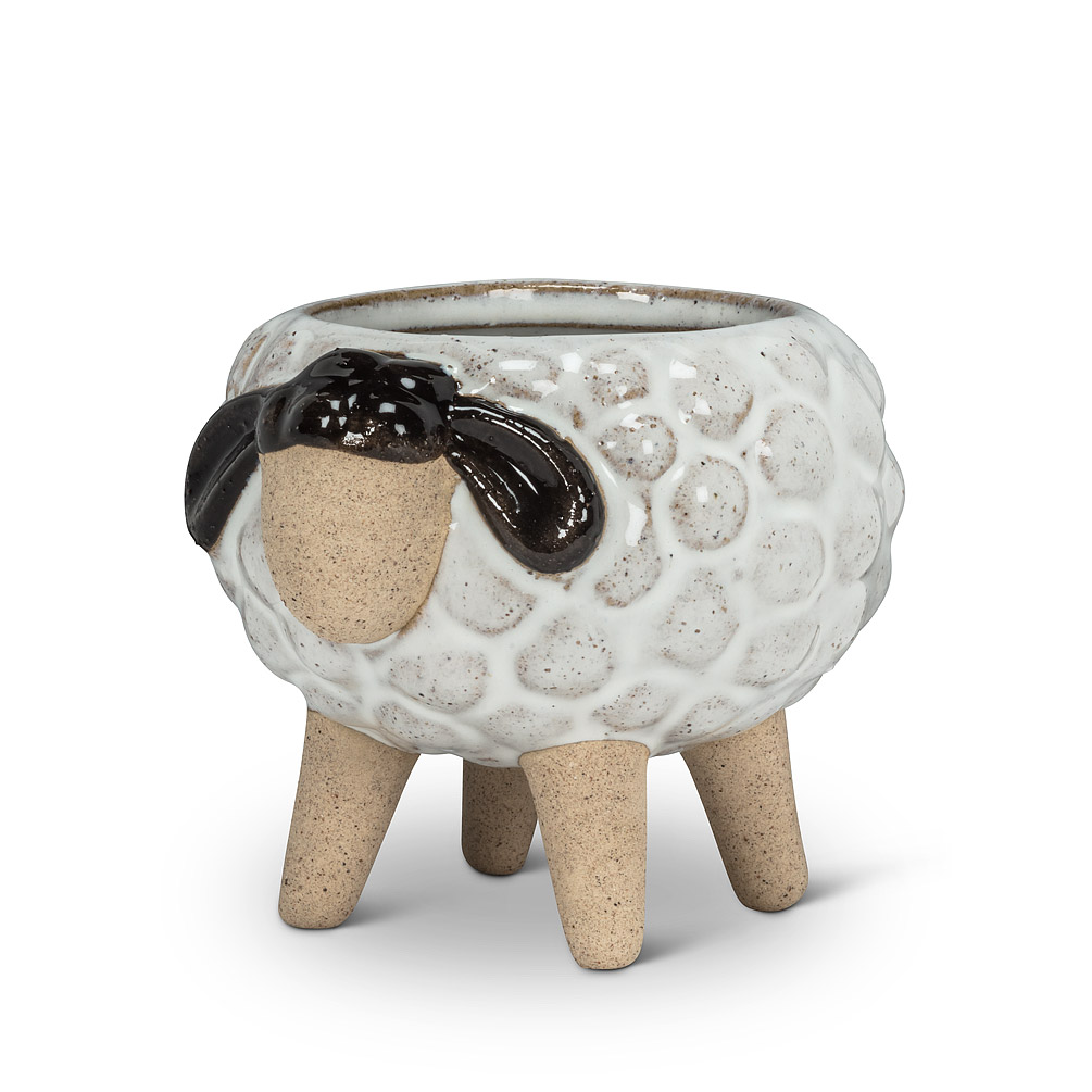 3.25 in. Sheep on Legs Planter, White & Black - Large