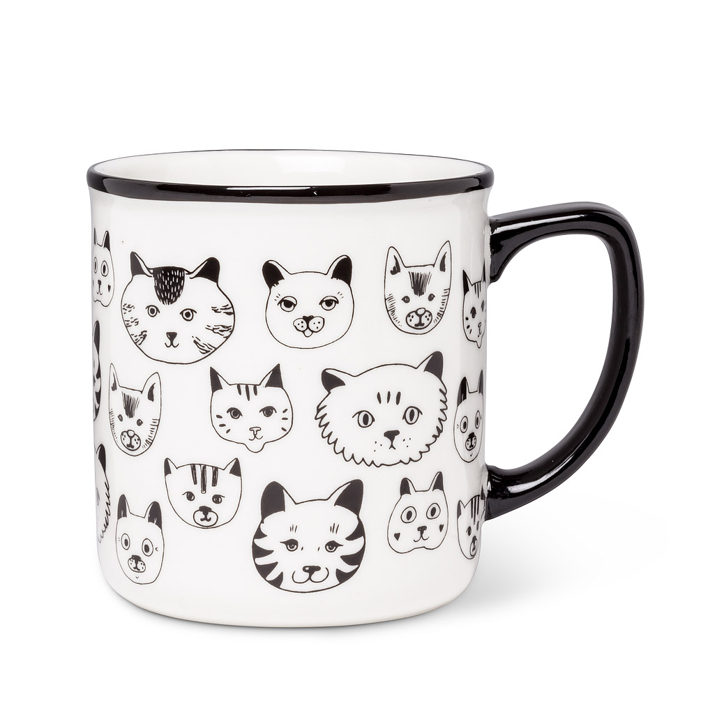 Picture of Abbott Collection AB-27-MUG-AB-57 4 in. Simple Cat Faces Mug&#44; White & Black