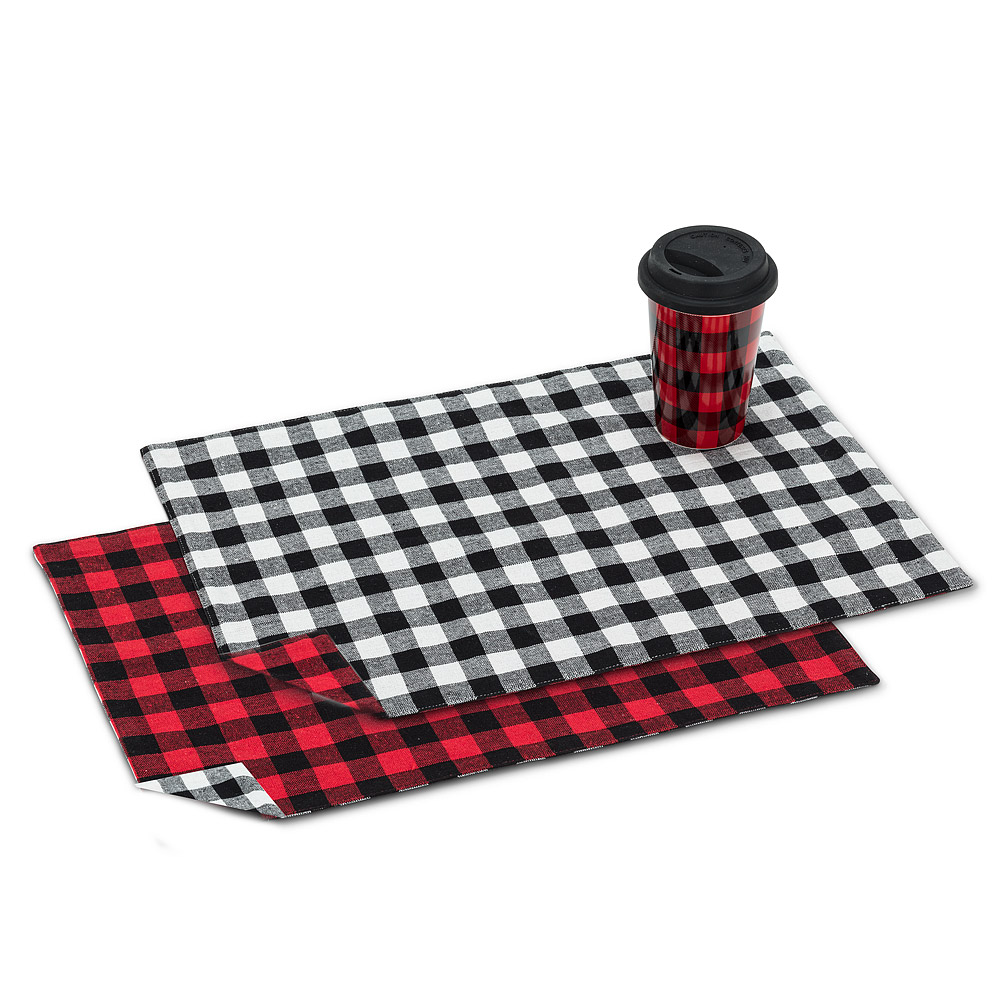 Picture of Abbott Collection AB-56-TM-CHECK 13 x 19 in. Buffalo Check Reversible Table Mat&#44; Red & Black & White