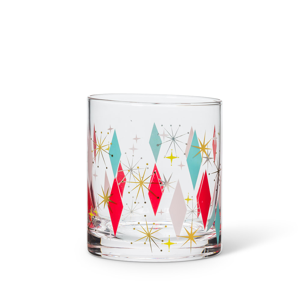 Picture of Abbott Collection AB-27-BOWLERAMA-OF 3 in. Diamond Glass Tumbler&#44; Pink & Red