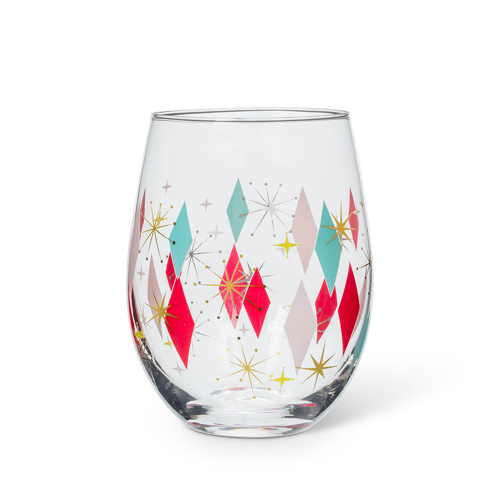 Picture of Abbott Collection AB-27-BOWLERAMA-SG 5 in. Diamond Stemless Wine Glass&#44; Pink & Red