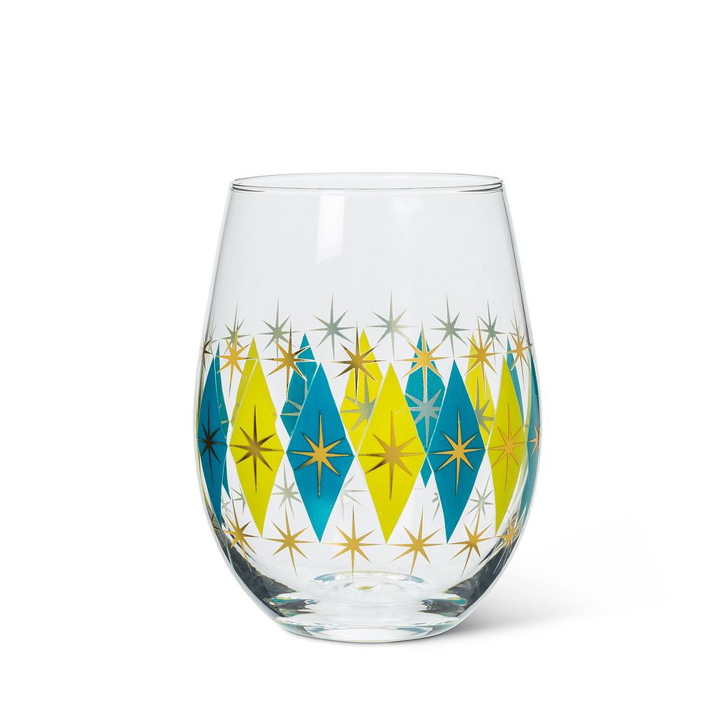 Picture of Abbott Collection AB-27-DADDY-O-SG 5 in. Diamond Stemless Wine Glass&#44; Green & Blue