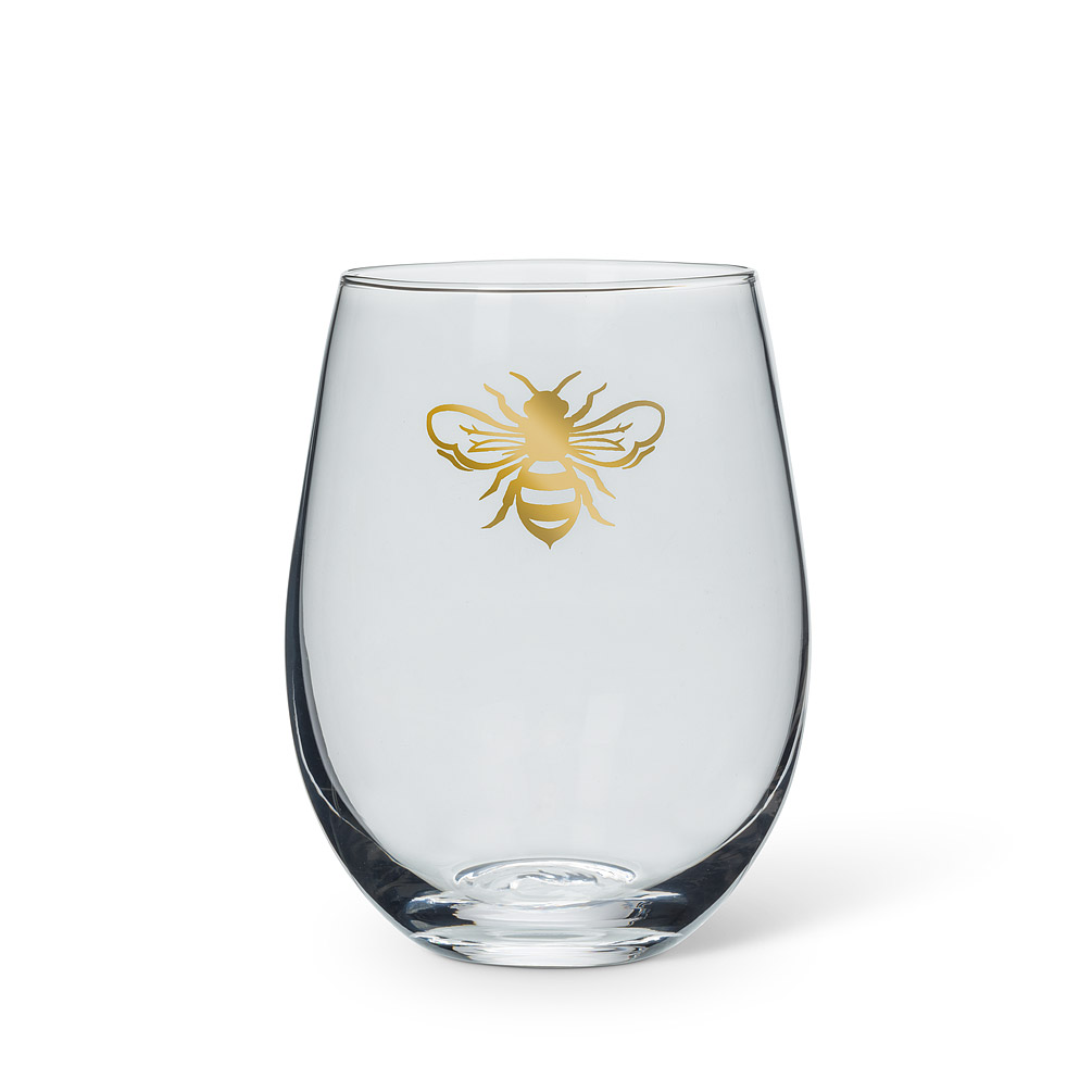 Picture of Abbott Collection AB-27-QUEENBEE-SG 5 in. Bee Stemless Wine Glass&#44; Clear & Gold