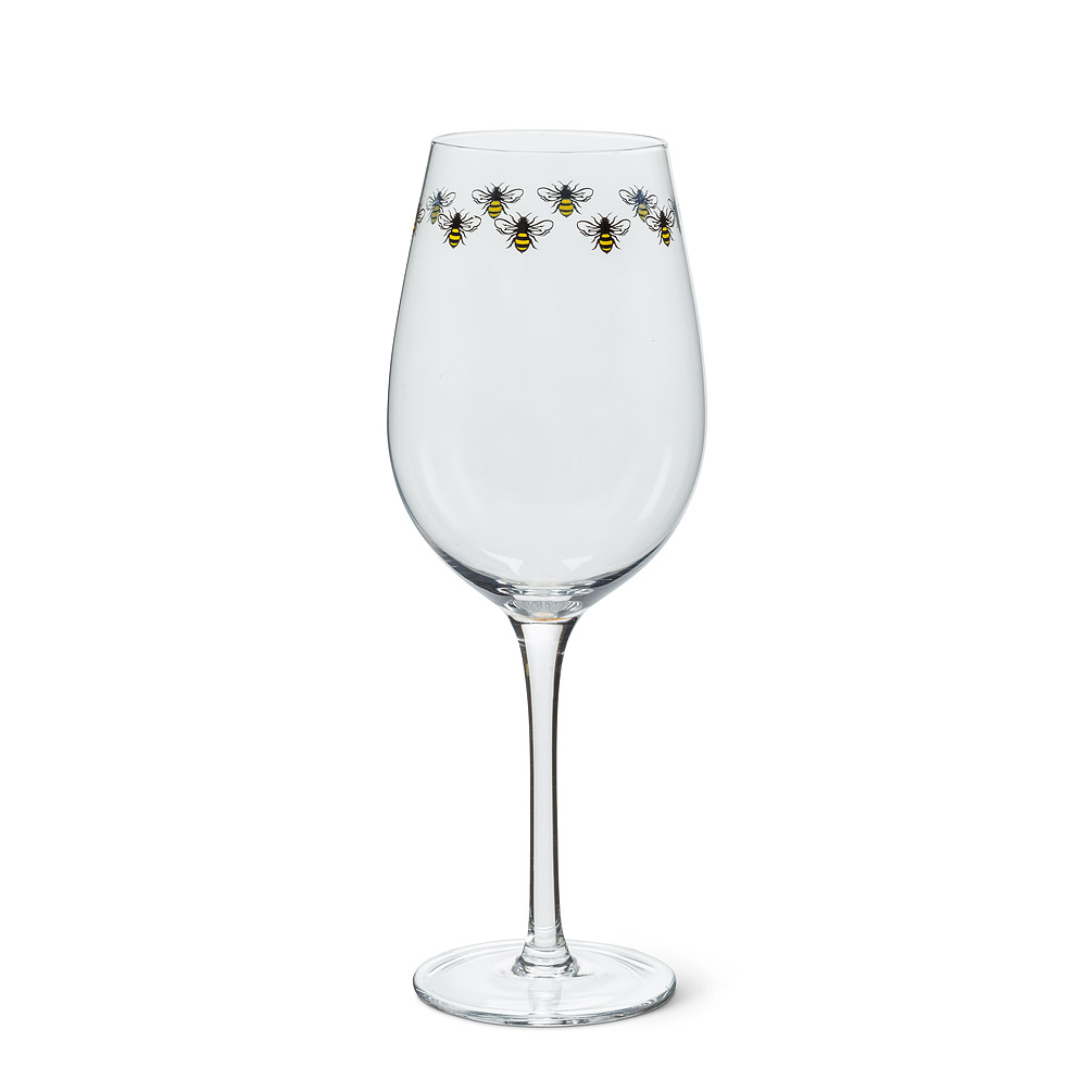 Picture of Abbott Collection AB-27-BUZZ-GOB 9.5 in. Bee Ring Wine Glass&#44; Black & Yellow