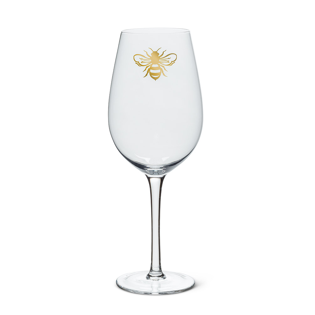 Picture of Abbott Collection AB-27-QUEENBEE-GOB 9.5 in. Bee Wine Glass&#44; Clear & Gold