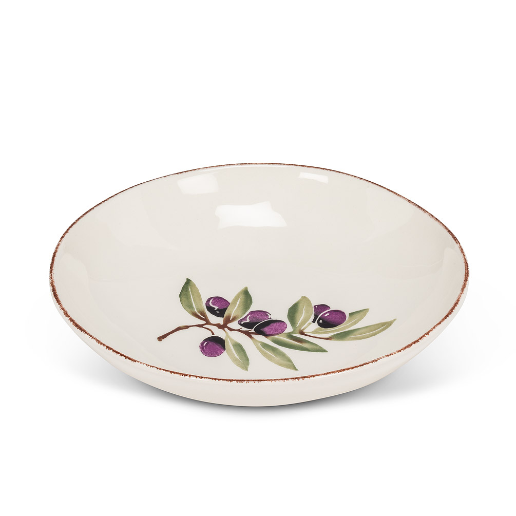 Picture of Abbott Collection AB-67-TUSCANY-323 9 in. Olive Print Coupe Bowl&#44; Ivory & Green