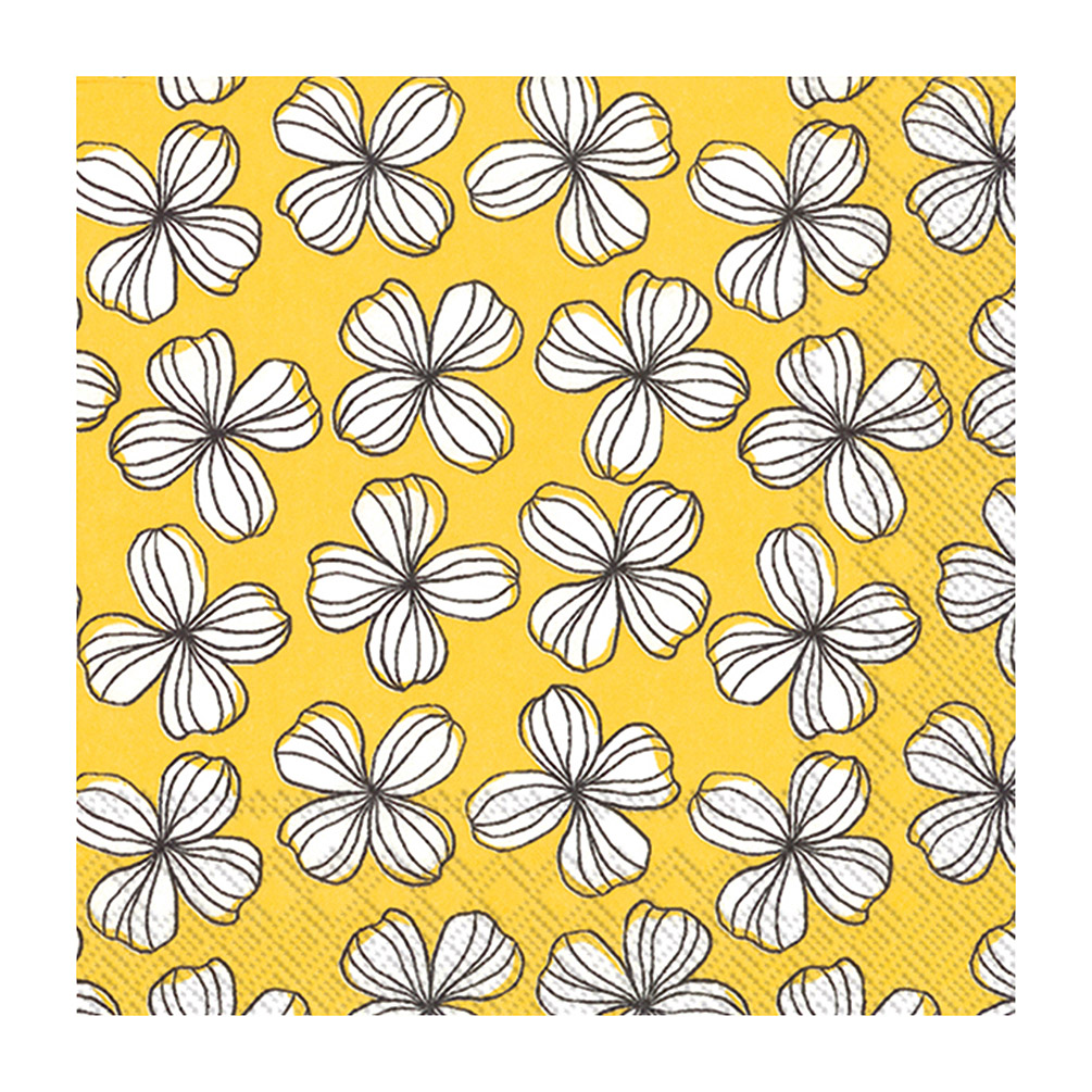 Picture of Abbott Collection AB-89-CPN-DP-970 5 sq. in. Cocktail Graphic Flower Napkin&#44; Yellow