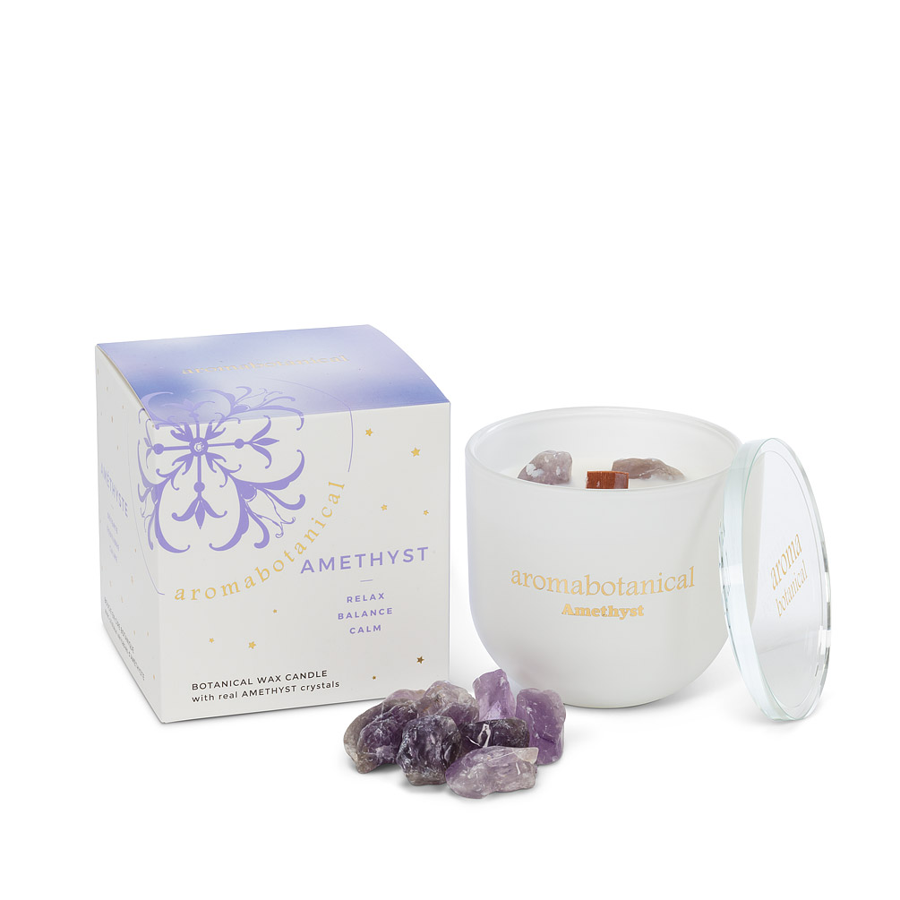 Picture of Abbott Collection AB-16-CR-011-AM 3.5 in. Wax & Glass Amethyst Candle&#44; Clear - Large