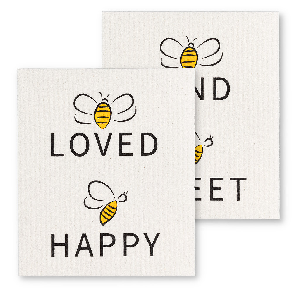 Picture of Abbott Collection AB-84-ASD-AB-144 6.5 x 8 in. Bee Loved Dish Cloth&#44; Ivory & Yellow