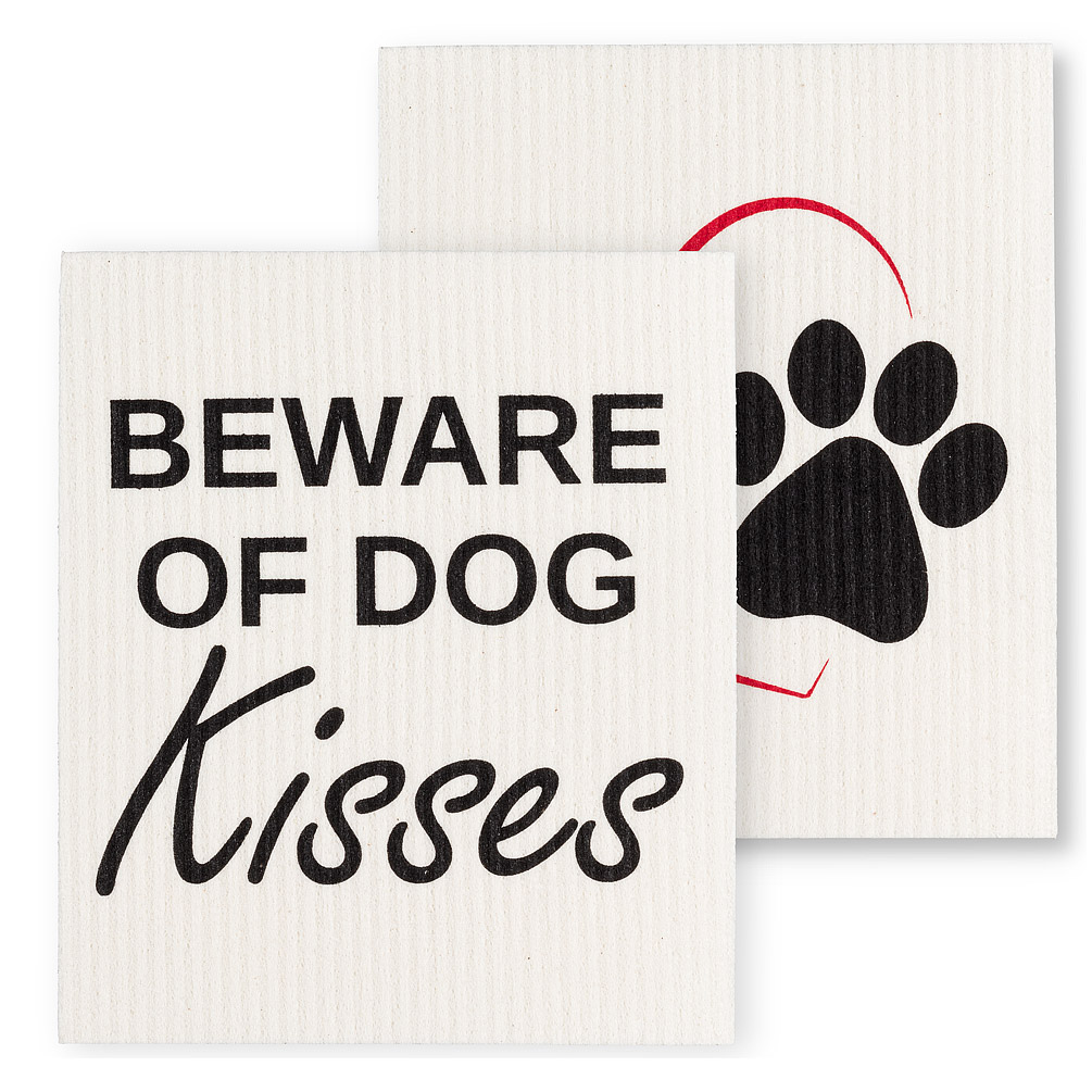 Picture of Abbott Collection AB-84-ASD-AB-151 6.5 x 8 in. Dog Kisses Dish Cloth&#44; Ivory & Black