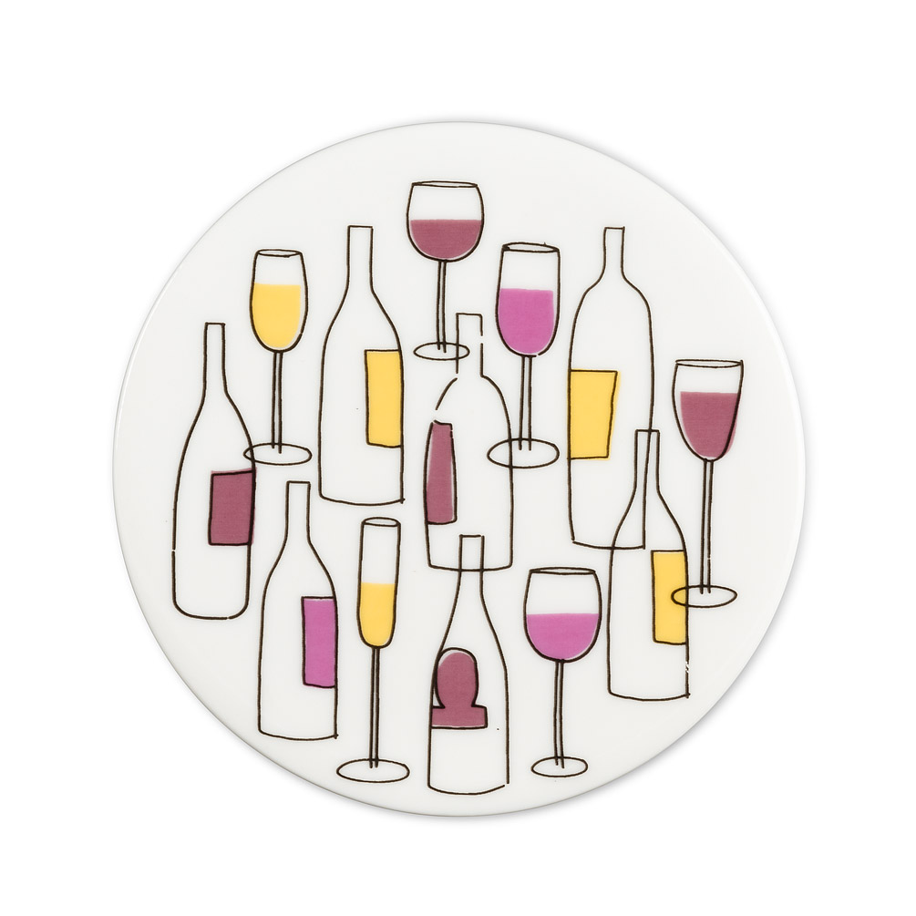 Picture of Abbott Collection AB-27-WINE-CSTR 4 in. Wine Bottle Coaster&#44; White & Purple