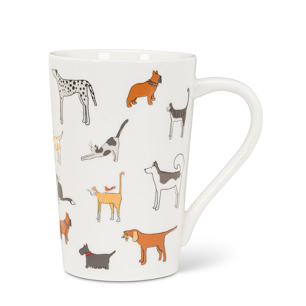 Picture of Abbott Collection AB-27-DC-MUG 4.75 in. Dog & Cat Tall Mug&#44; White & Blue