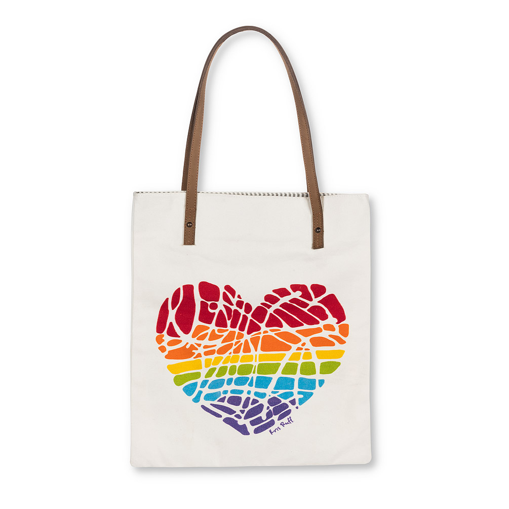 Picture of Abbott Collection AB-96-BOOK-HEART 14 x 16 in. Rainbow Heart Book Bag&#44; White & Multi Color