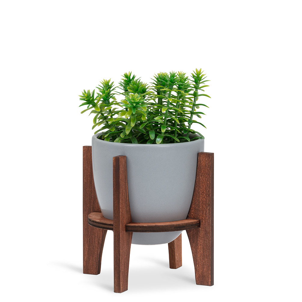 Picture of Abbott Collection AB-27-NORWAY-SM 4 in. Pot with Wooden Stand&#44; Grey - Small
