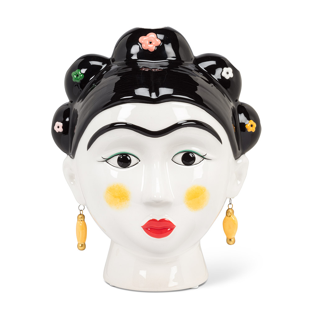 Picture of Abbott Collection AB-27-FRIDA-217 9 in. Eyes Open Lady Face Vase&#44; White & Black