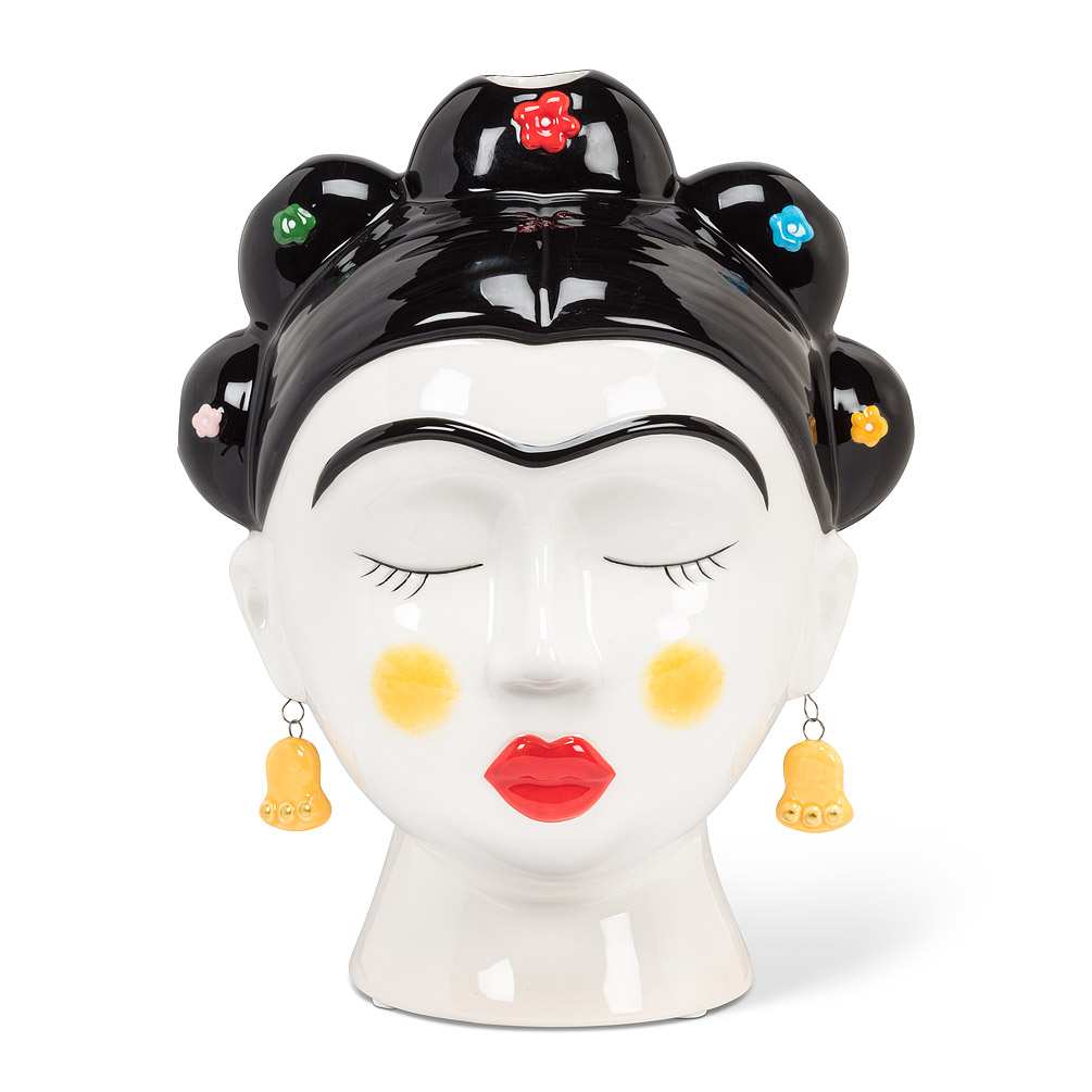 Picture of Abbott Collection AB-27-FRIDA-218 9 in. Eyes Closed Lady Face Vase&#44; White & Black