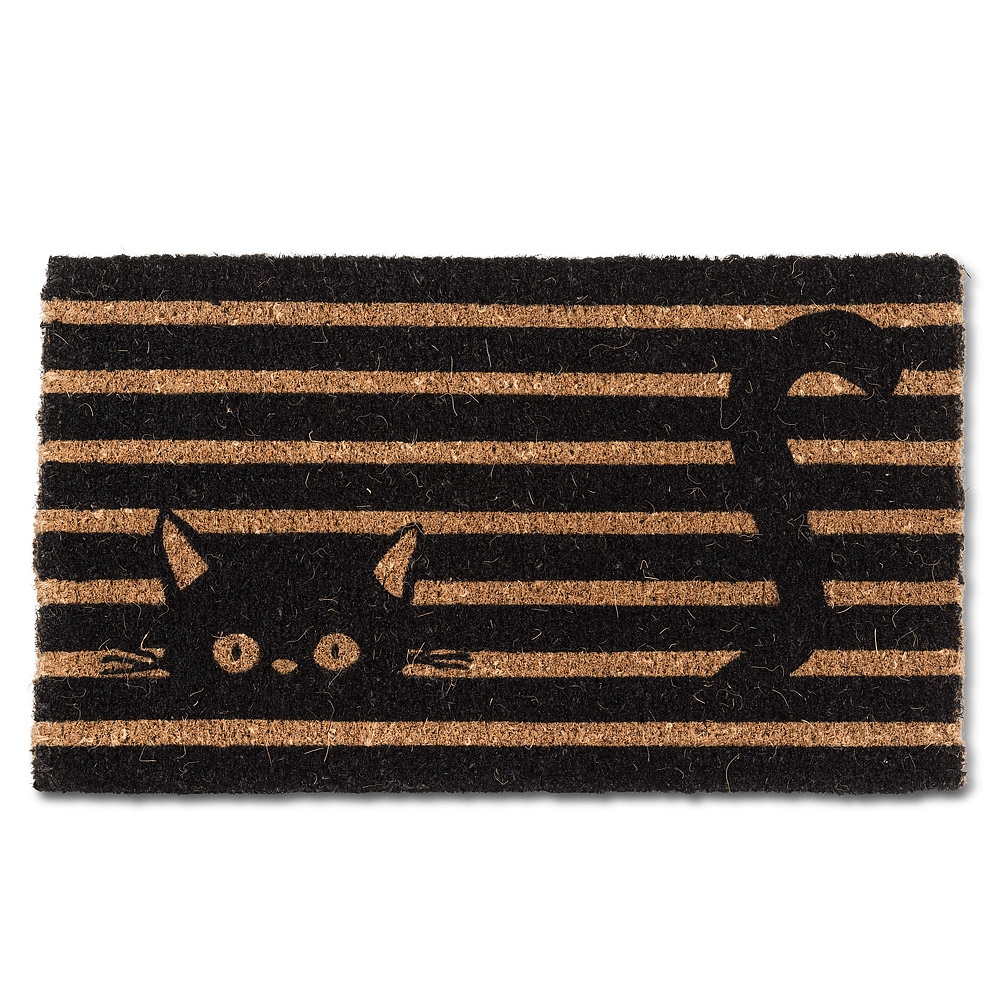 Picture of Abbott Collection AB-35-FWD-AN-2563 18 x 30 in. Peeking Cat in Blinds Doormat&#44; Natural & Black