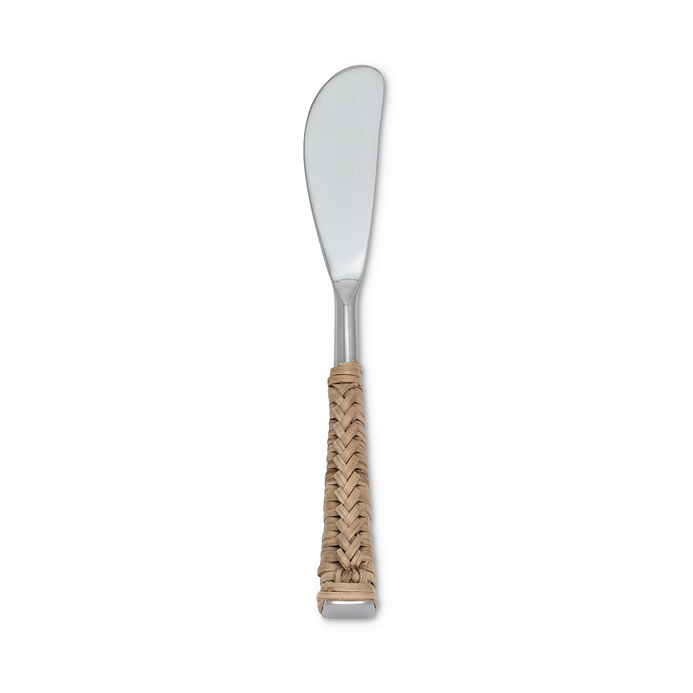 Picture of Abbott Collection AB-36-RATTAN-PATE 6.5 in. Rattan Handle Pate Spreader&#44; Silver & Natural