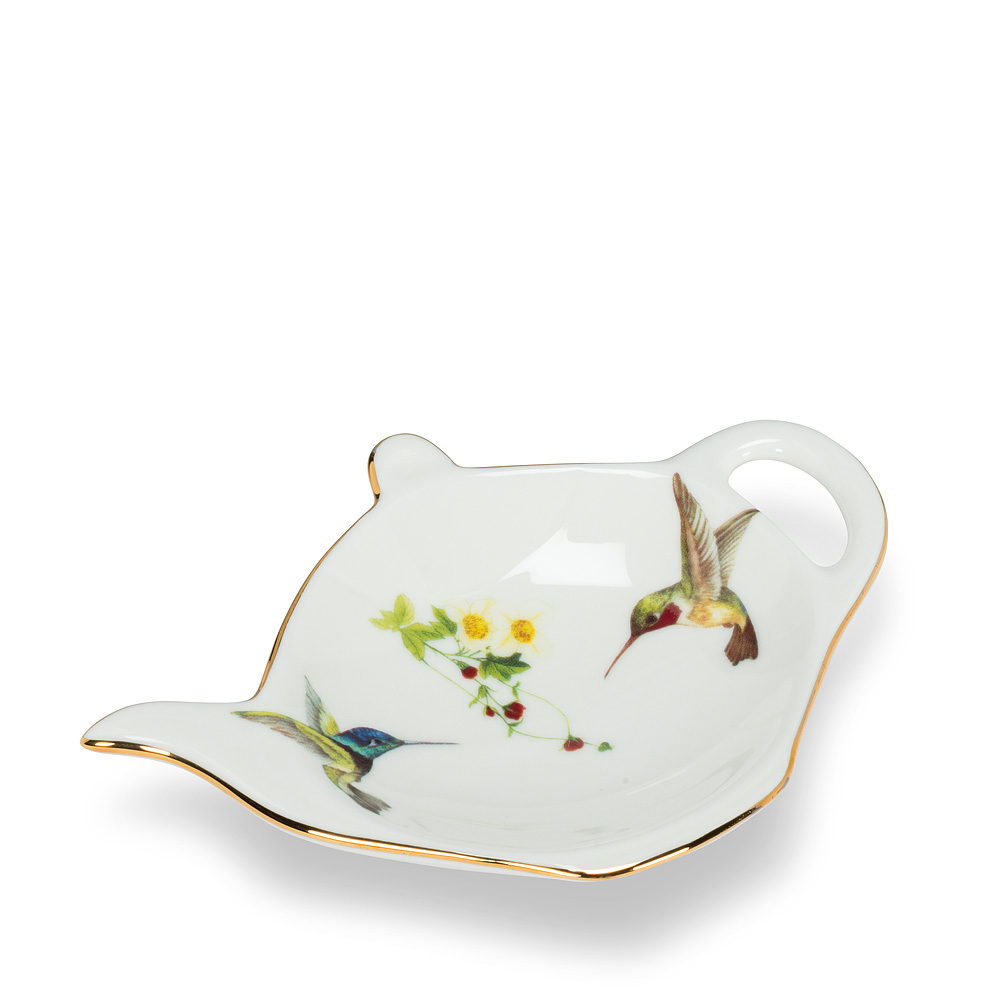 Picture of Abbott Collection AB-27-AMBROSIA-TBAG 5.5 in. Hummingbird Tea Bag Plate&#44; White