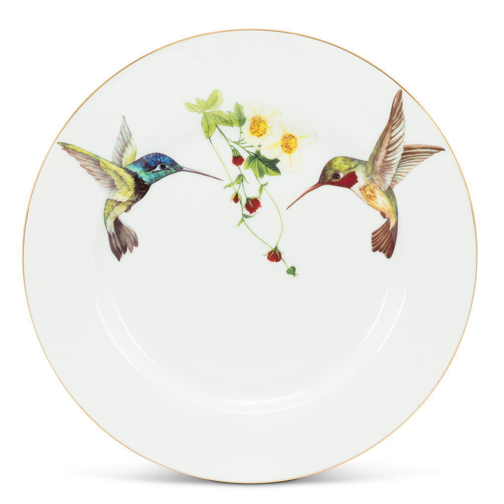 Picture of Abbott Collection AB-27-AMBROSIA-CKPL 8 in. Bone China Hummingbird Plate&#44; White - Small