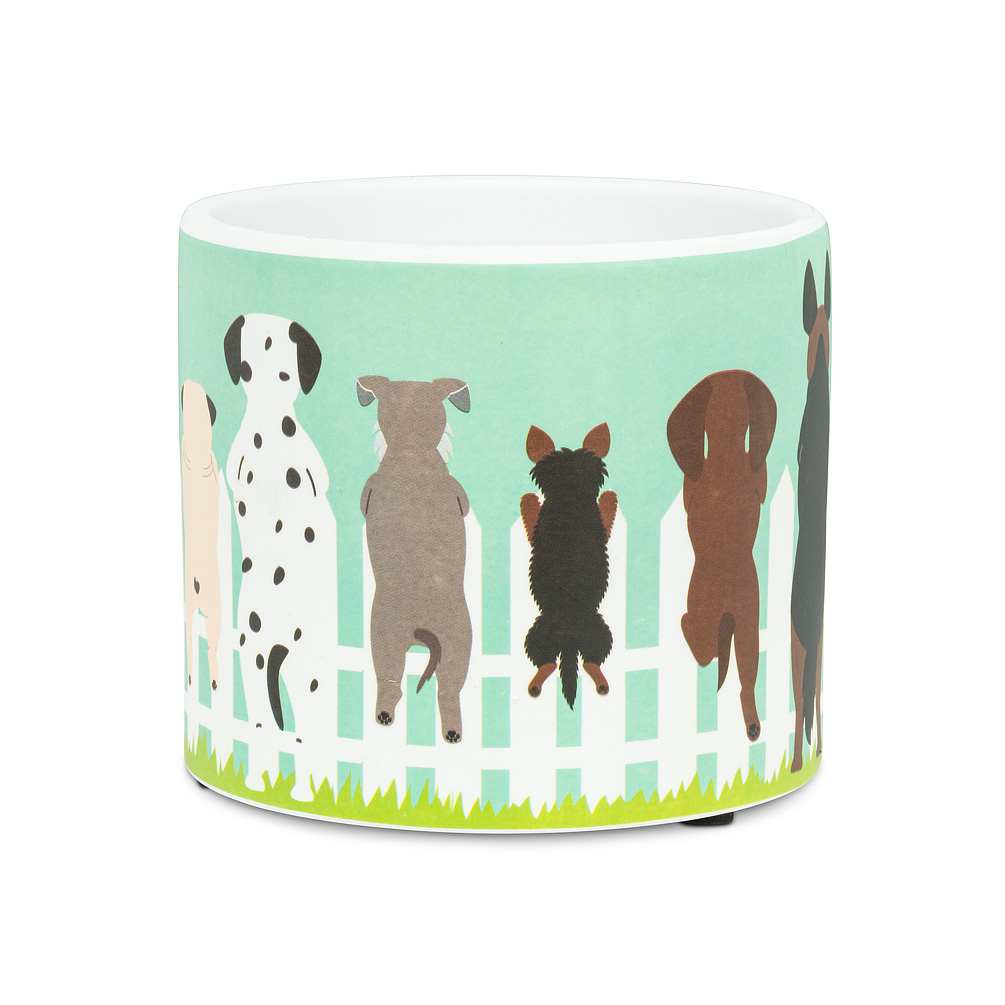 4.5 in. Dogs on Fence Planter, Turquoise - Small