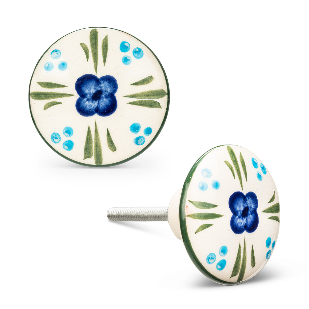 Picture of Abbott Collection AB-27-HOME-44 1.5 in. Ceramic Flower Knob&#44; Blue & Green