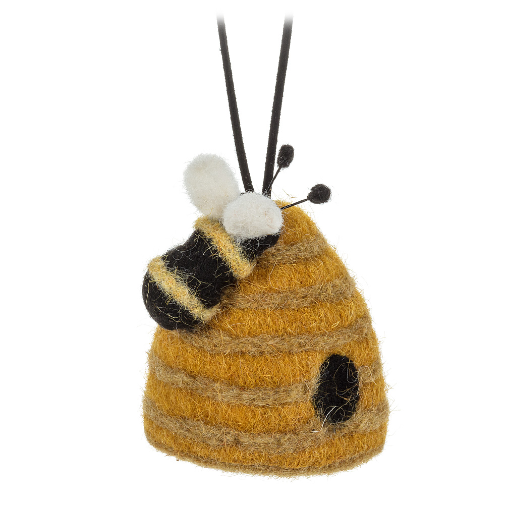 Picture of Abbott Collection AB-27-APIARY-152 3.5 in. Beehive with Bee Ornament&#44; Yellow