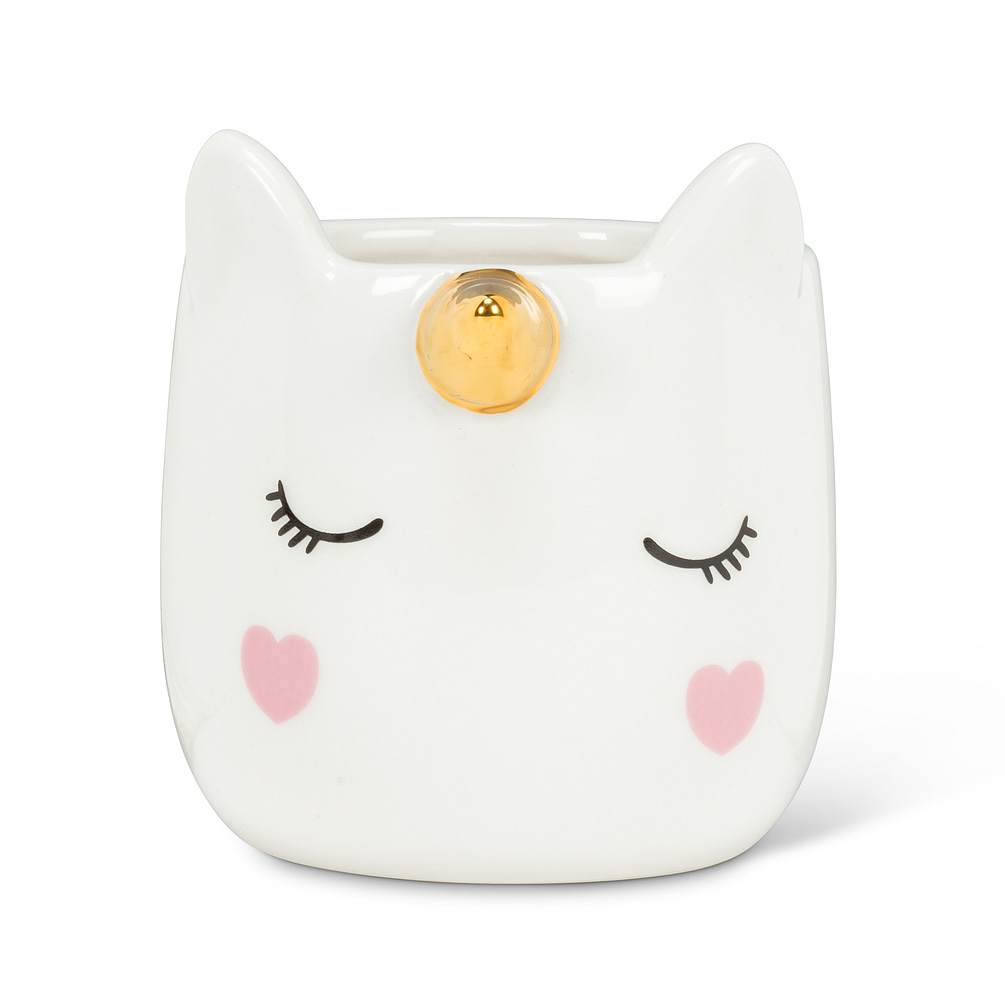 3.5 in. Sleeping Unicorn Planter, White - Small