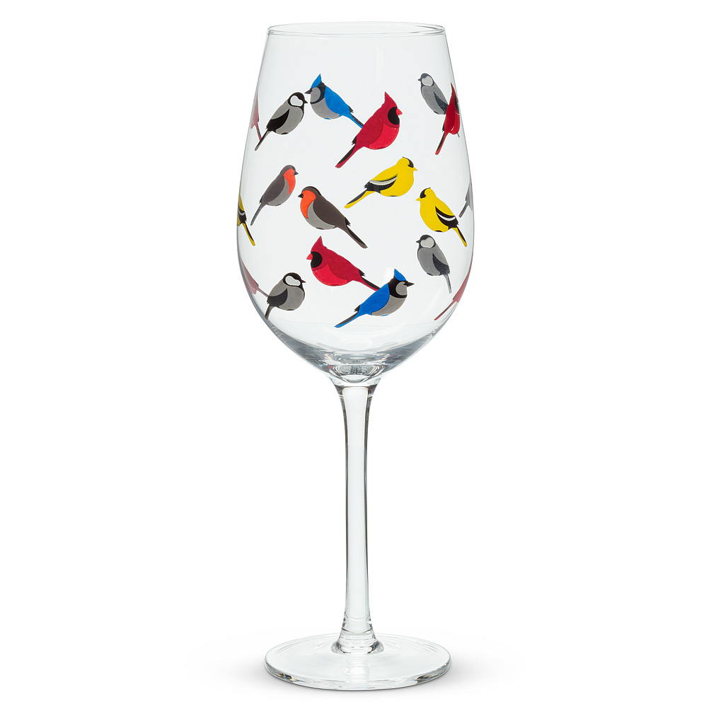 Picture of Abbott Collection AB-27-FLOCK-GOB 9.5 in. Multi Birds Wine Glass, Multi