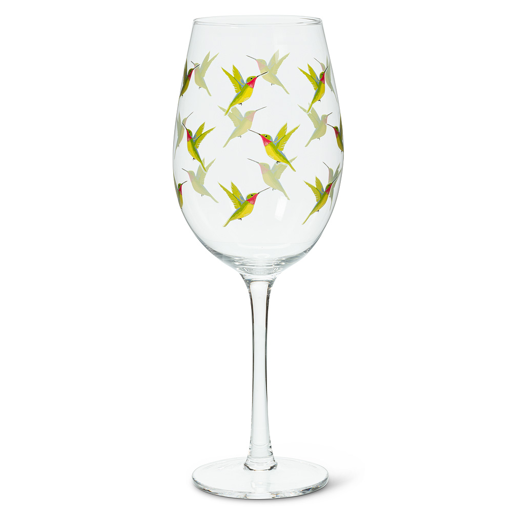 Picture of Abbott Collection AB-27-TWITTER-GOB 9.5 in. Hummingbird Wine Glass&#44; Clear & Green