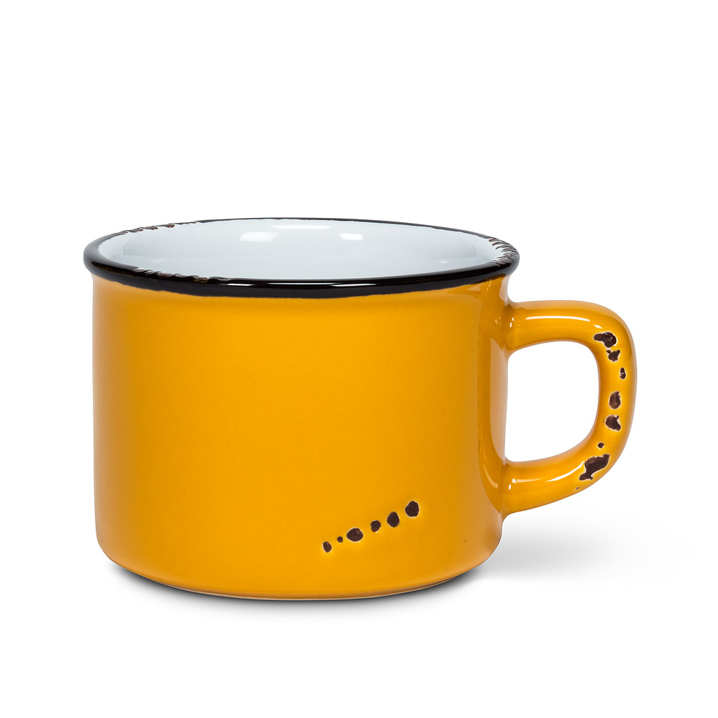 Picture of Abbott Collection AB-27-ENAMEL-CAP-OCHRE 2.5 in. Enamel Look Cappuccino Mug&#44; Dark Yellow