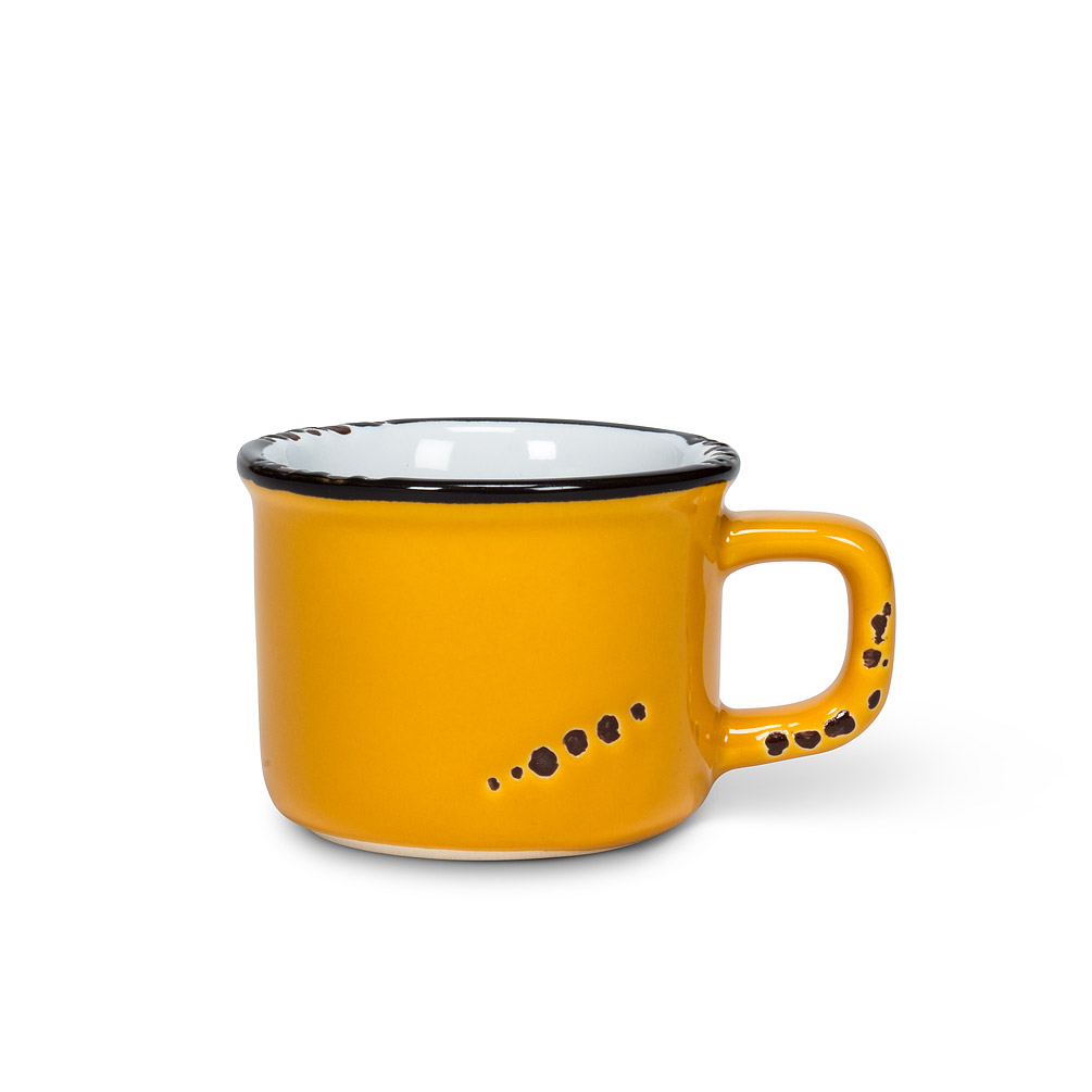 Picture of Abbott Collection AB-27-ENAMEL-ESP-OCHRE 2 in. Enamel Look Espresso Cup&#44; Dark Yellow
